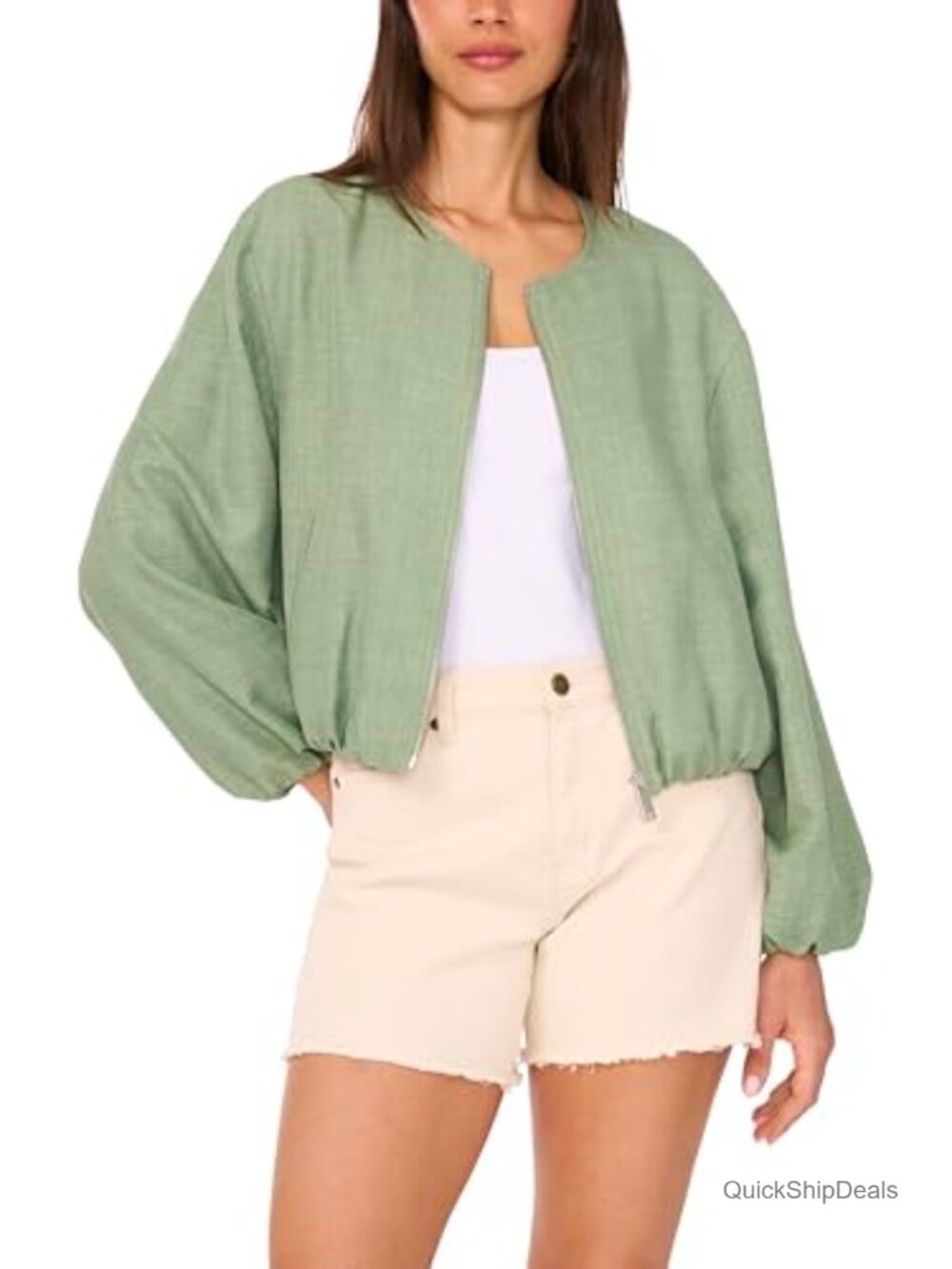 Vince Camuto Cropped Long Sleeve Bubble Jacket